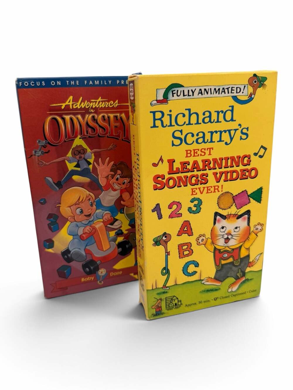 Lot of 2 VHS Tapes: Richard Scarry and Adventures in Odyssey Baby Daze